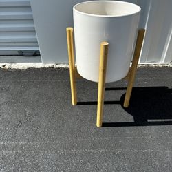 White And Wood Planter