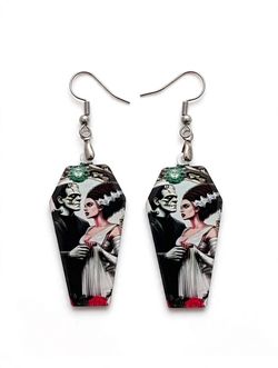 Frankenstein Coffin Shape Dangle Earrings