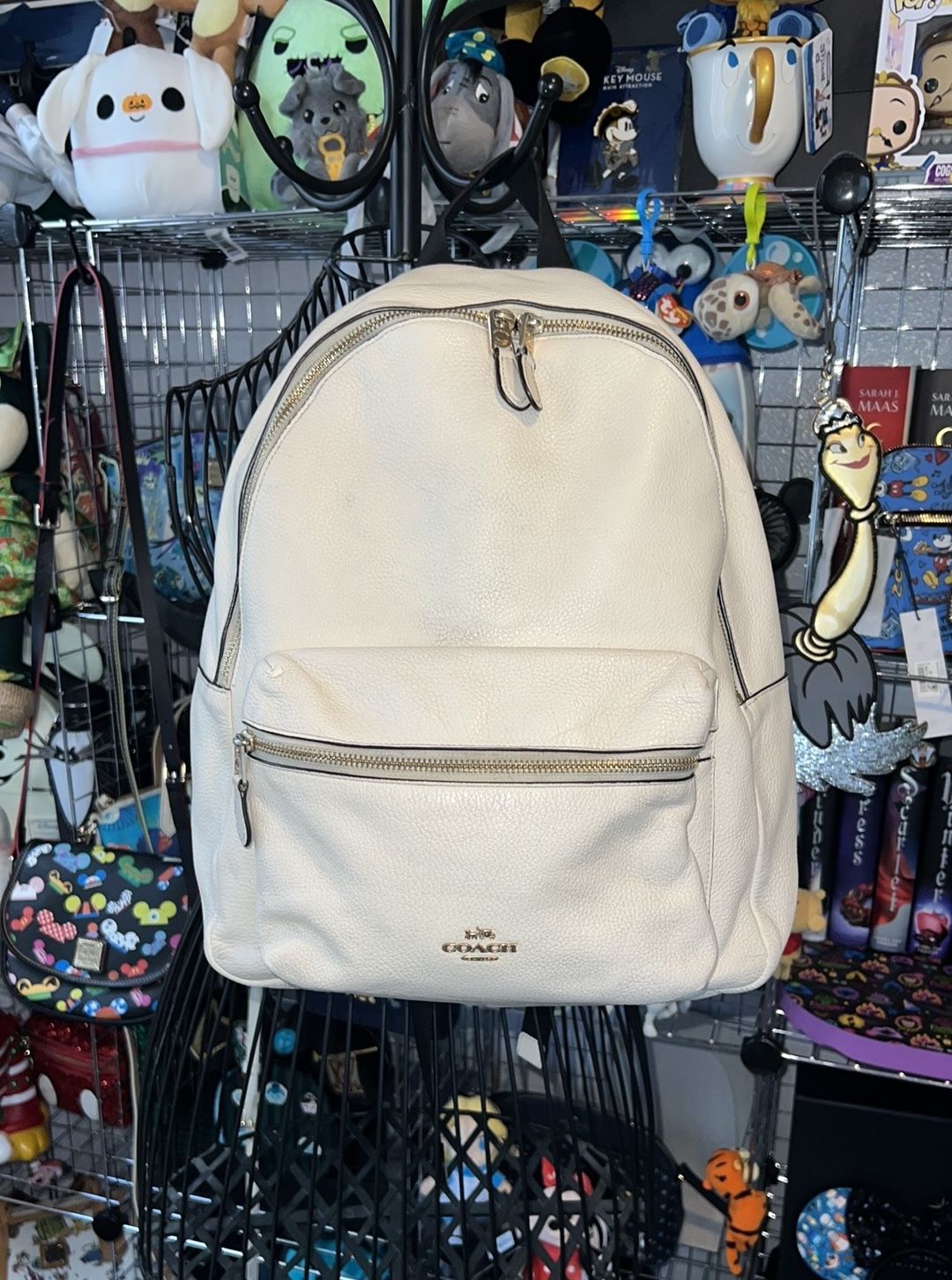 Coach Cream Color Leather Backpack Unisex