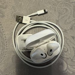 Apple Ear Buds Wireless Bluetooth Lightly Used Lightning Cord Case 