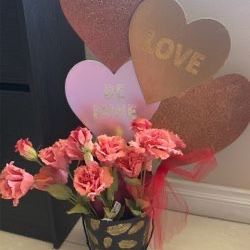 Valentine’s Day Heart Bucket With Artificial Flowers , $20