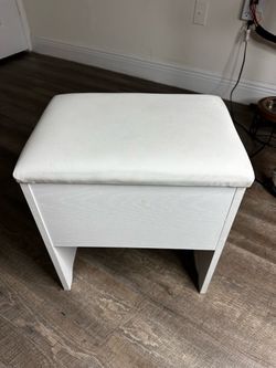 White Vanity Stool with Storage