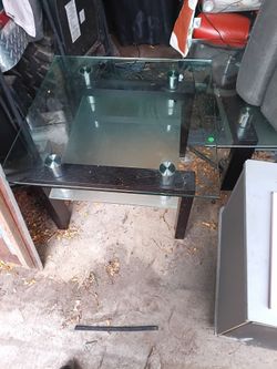 Glass Top End Table with Dark steel Base
