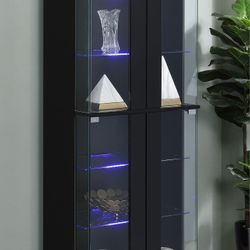 Cabra Black LED Display Cabinet 