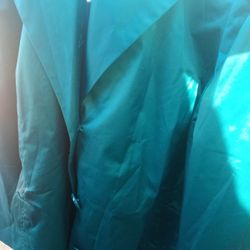 Teal Green Blue Raincoat/ Evening Coat