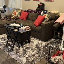 Living Spaces Sleeper Sofa with Chaise Storage - $250