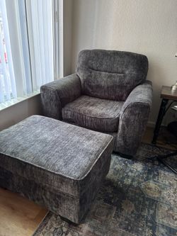 2sets Of Navy Blue Chair And Ottoman Sets