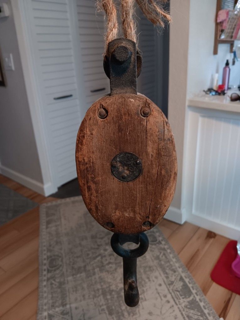Antique Wooden Pulley