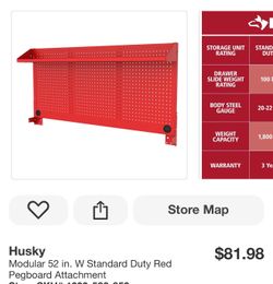 Husky Modular 52 in. W Standard Duty Red Pegboard Attachment
