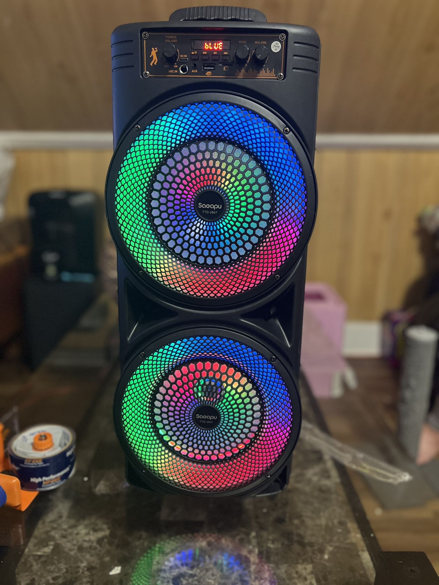 KARAOKE BLUETOOTH LED LIGHT PORTABLE SPEAKER MACHINE TTD-2807