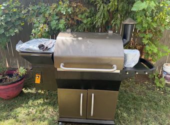 Shop Z GRILLS 1056 sq. in. Pellet Grill and Smoker in Bronze with Storage Cabinet, Includes Cover