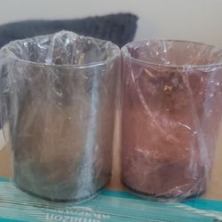 Bathroom Cup Silver and Purple