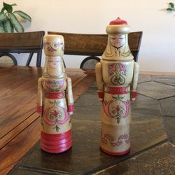 Vintage Wood Hand Painted Russian Style King & Queen Figures