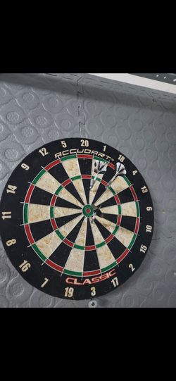 Dart board with professional darts