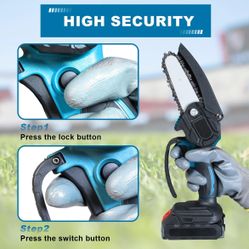 New 21V, 600 W, 6 in portable chainsaw, 2 durable 2A batteries, working time 40-60 min with charger