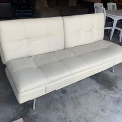 White Leather Electric Futon Couch “WE DELIVER”