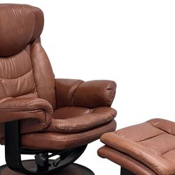 Swivel Recliner Leather Chair w/Ottoman