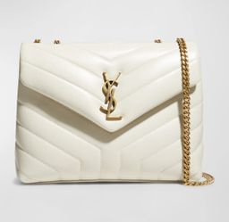YSL Saint Laurent Loulou small leather shoulder bag Cream