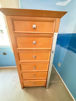 Tall Wood 6-Drawer Dresser Chest