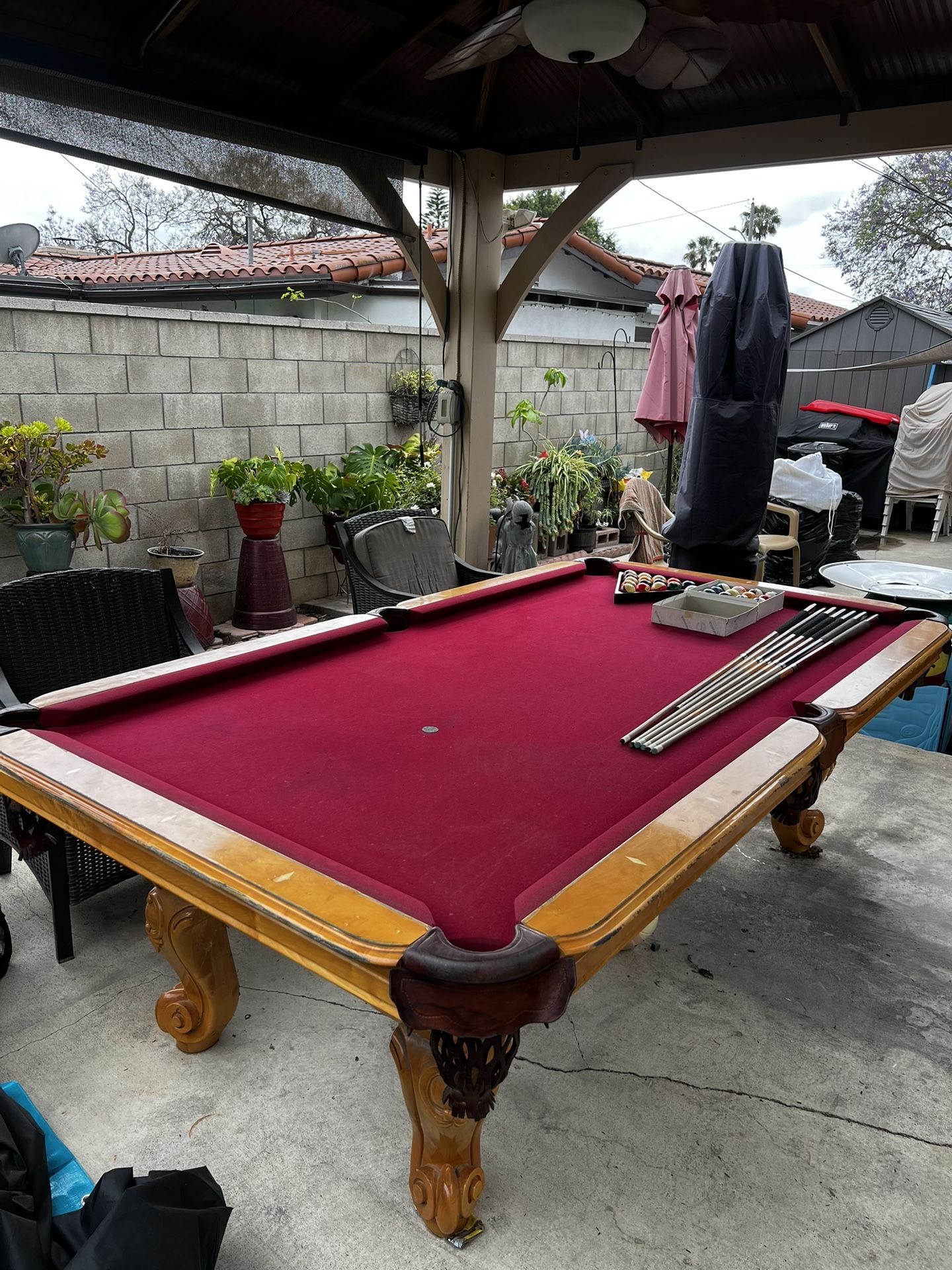 8ft Wood Pool Table