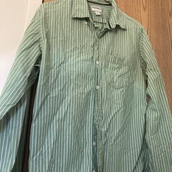 Old Navy Shirt Mens Medium Button Up Plaid Slim Fit Long Sleeve Green