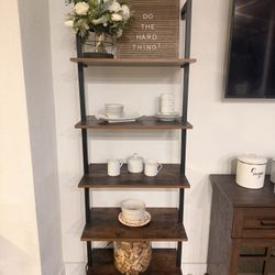 5-Tier Industrial Style Ladder Shelf Wood Metal 