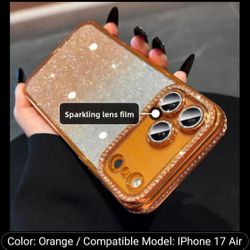 2025 Trendy New Compatible with Light Luxury Glitter Rhinestone Protective Cover for iPhone 17 Air, Simple Transparent Soft Shell Super Cute PM, Styli