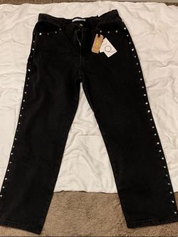 NWT Marquis True Straight Jeans — Studded Side Seam Detail