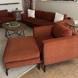 Burnt Orange Copper Living Room Couch Set