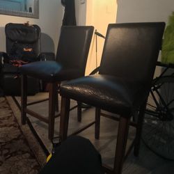 Pair of Faux Leather Bar Stools
