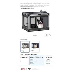 Brand new Collapsible Dog Crate: 38 Inch Foldable Soft Sided Dog Crate for Large Dogs, Portable Dog Travel Kennel with Soft Mat for Indoors & Outdoors