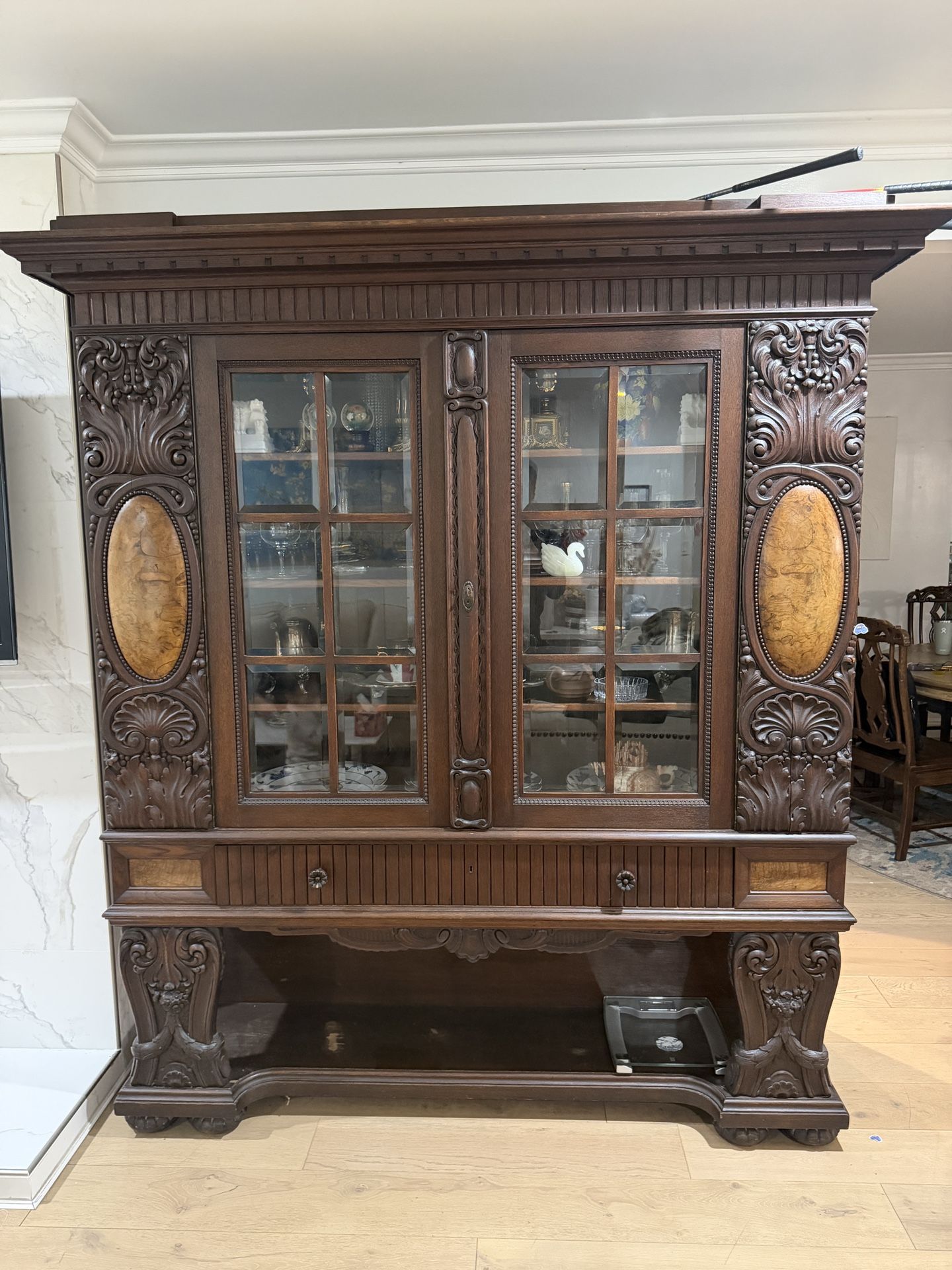 Late 19th Century Renaissance Revival Carved Walnut Display Cabinet