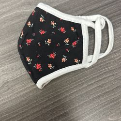 New Black Floral Print Face Mask 