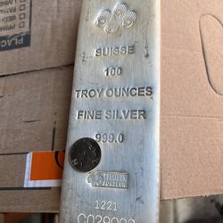 100 Oz Ounce Silver Pamp Suisse Bar
