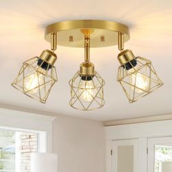 3-Light Brushed Gold Light Fixture