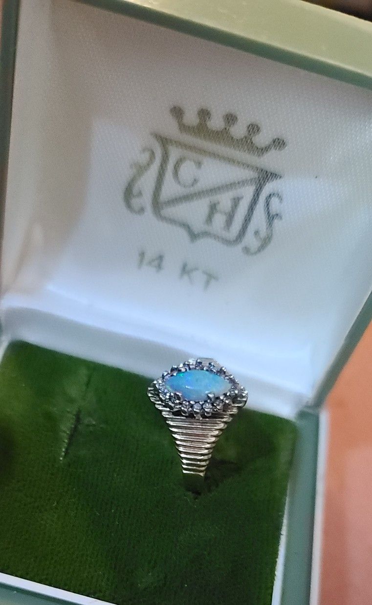 14k Solid Gold Natural Opal Ring