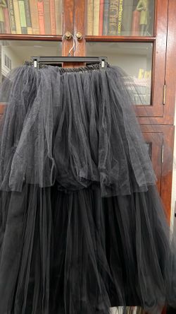 Long Black Net Skirt