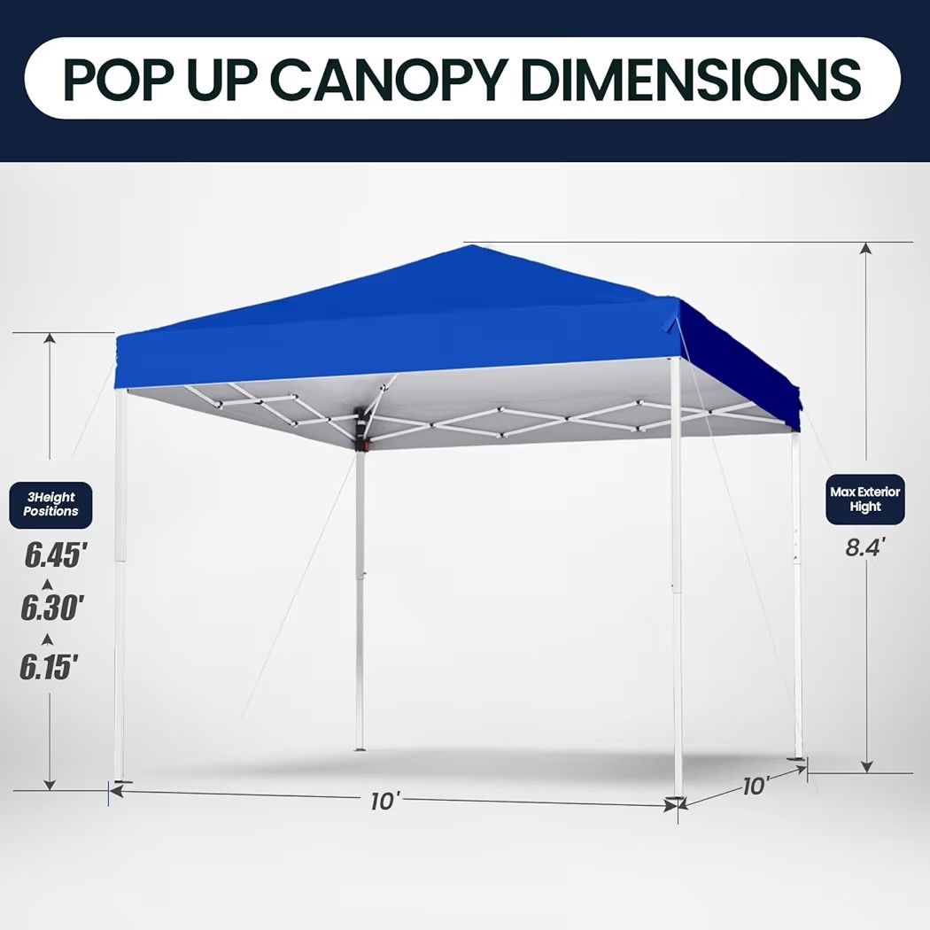Shades 10x10 Pop Up Canopy, Heavy Duty Beach Tent with Carrying Bag for Easy Moving, Sun Shelter for Parties, Events, Camping, Outdoor Gazebo with   C