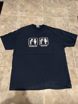Vintage 90s Y2K Problem Solved Funny Joke Humor Parody T-Shirt SZ XL