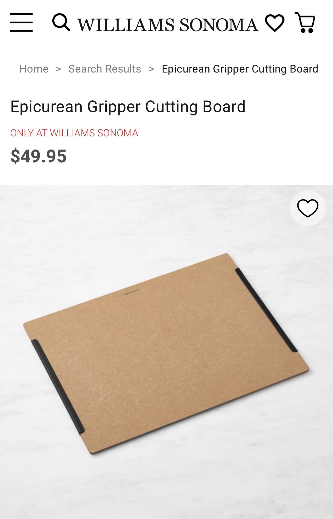 New Williams Sonoma Epicurean Cutting Board
