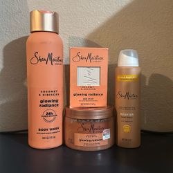 Shea Moisture Coconut 🥥 Hibiscus 🌺 Glowing Radiance Bundle BodyWash Deodorant Soap Scrub