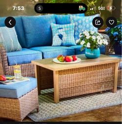Outdoor Wicker Sectional Sofa Set with Coffee Table