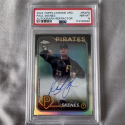 Topps Chrome PSA 8 Paul Skenes On Card Auto 374/499