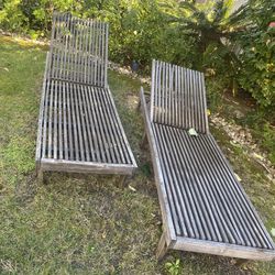 2 Wood Lounge Chairs