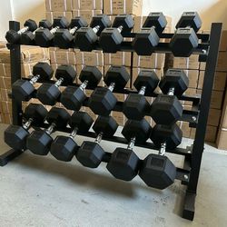 NEW Rubber Hex Dumbbells Home Gym Olympic Weights Dumbbell Weight Set