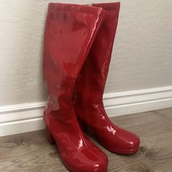 Red Pleather Boots