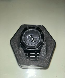 Black metal g shock watch