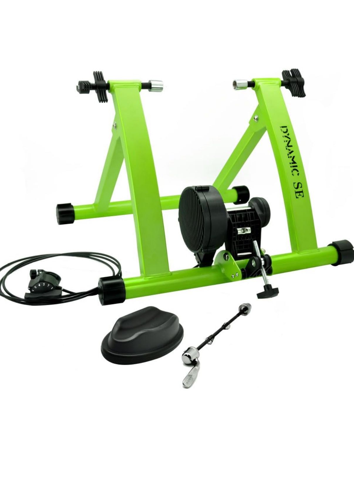 Indoor Bike Trainer Indoor Eexercise Bicycle Magnetic Trainer Stand 6 Levels Magnetic Resistances with Quick Release Skewer(Green)