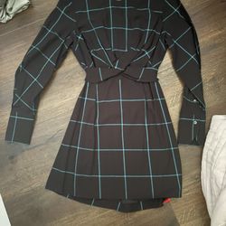 STAUD Black and Green Mini Dress Small