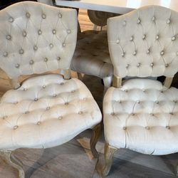 Tufted Linen Chairs 